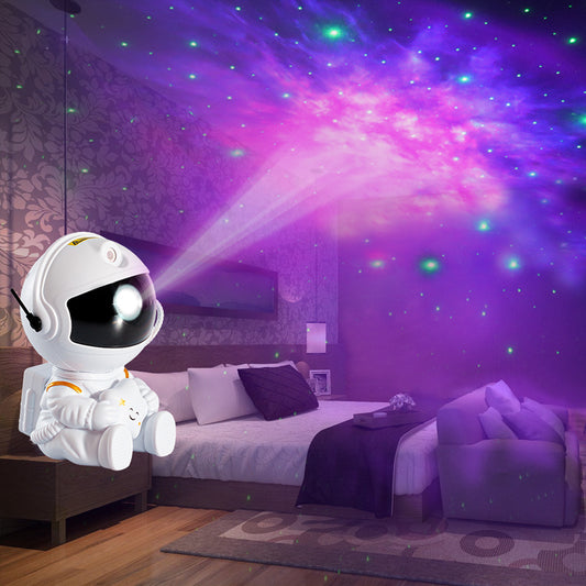 Lámpara de proyección de estrellas en versión mini con astronauta, regalo creativo, lámpara decorativa de ambiente, luz nocturna estrellada colorida que fluye