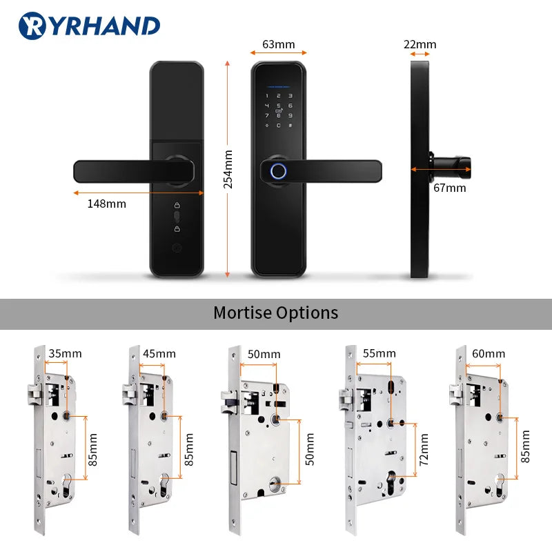 Cerradura inteligente X5 a prueba de agua Tuya biométrica huella digital seguridad inteligente WiFi aplicación contraseña cerradura electrónica de puerta