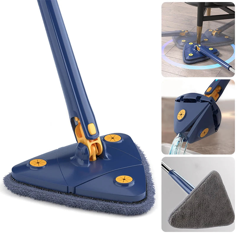 Triangle Mop 360 Telescoping Rotatable Adjustable Floor Mop Absorbent Wet And Dry For Tub Tile Floor Wall Cleaning