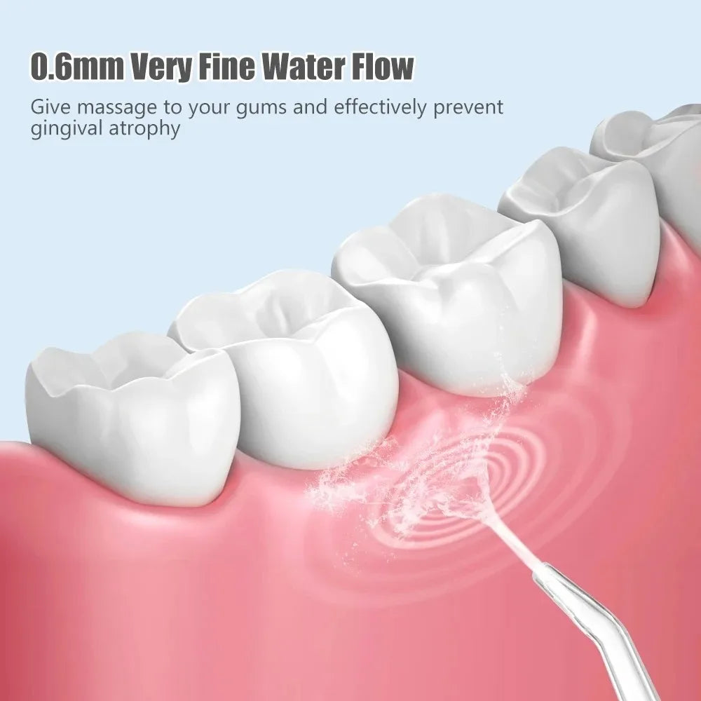 Irrigador bucal eléctrico USB portátil, irrigador bucal recargable con chorro de agua, palillo de dientes con 4 puntas de chorro, múltiples modos