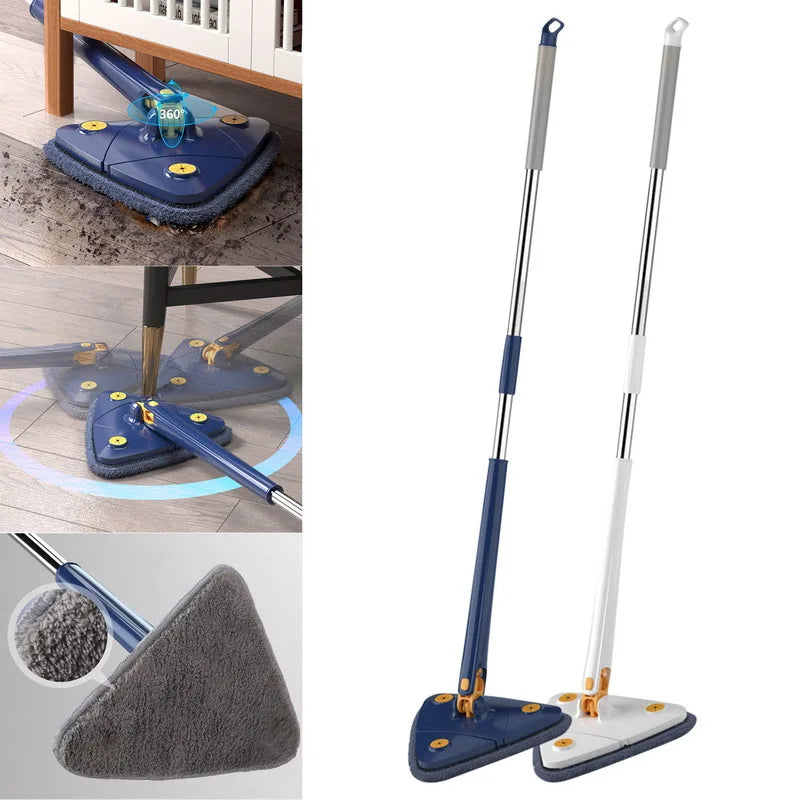 Triangle Mop 360 Telescoping Rotatable Adjustable Floor Mop Absorbent Wet And Dry For Tub Tile Floor Wall Cleaning