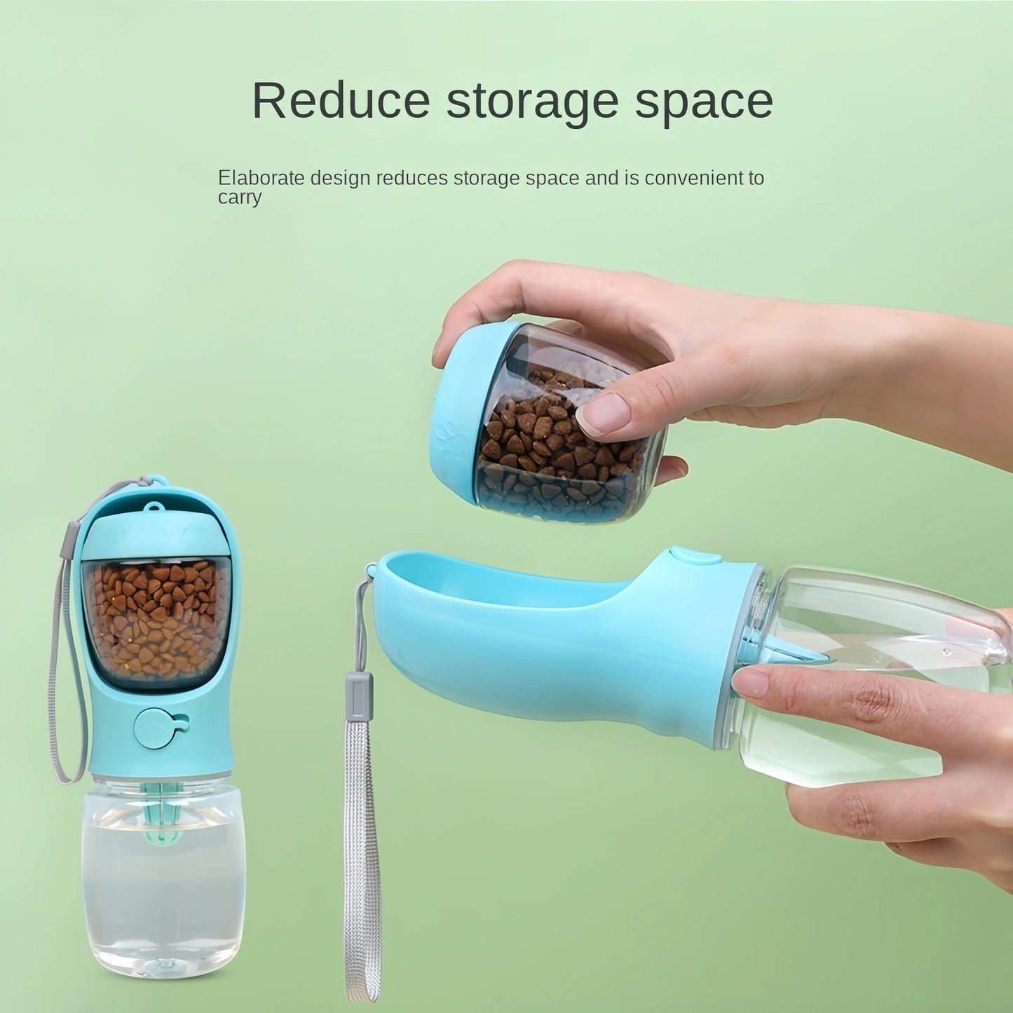 Botella de agua para perros y gatos con recipiente para almacenar comida y agua para cachorros, comedero para perros, suministros para viajes al aire libre para mascotas