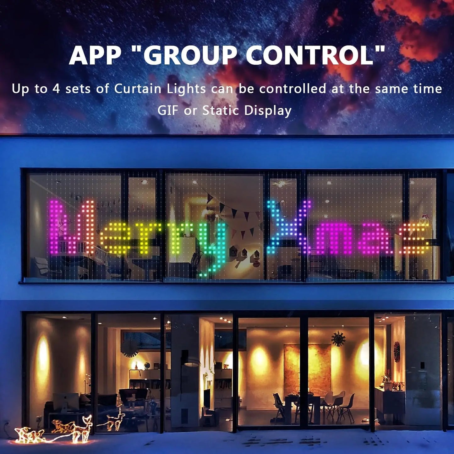 Guirnalda de luces LED inteligentes con control por aplicación Bluetooth, guirnalda de luces navideñas con imágenes para decoración de fiestas y bodas, 400 unidades