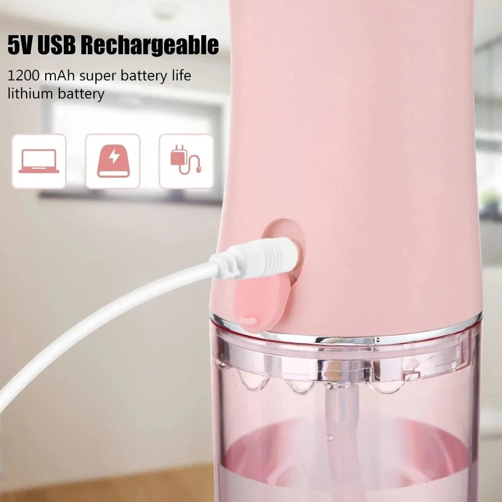 Irrigador bucal eléctrico USB portátil, irrigador bucal recargable con chorro de agua, palillo de dientes con 4 puntas de chorro, múltiples modos