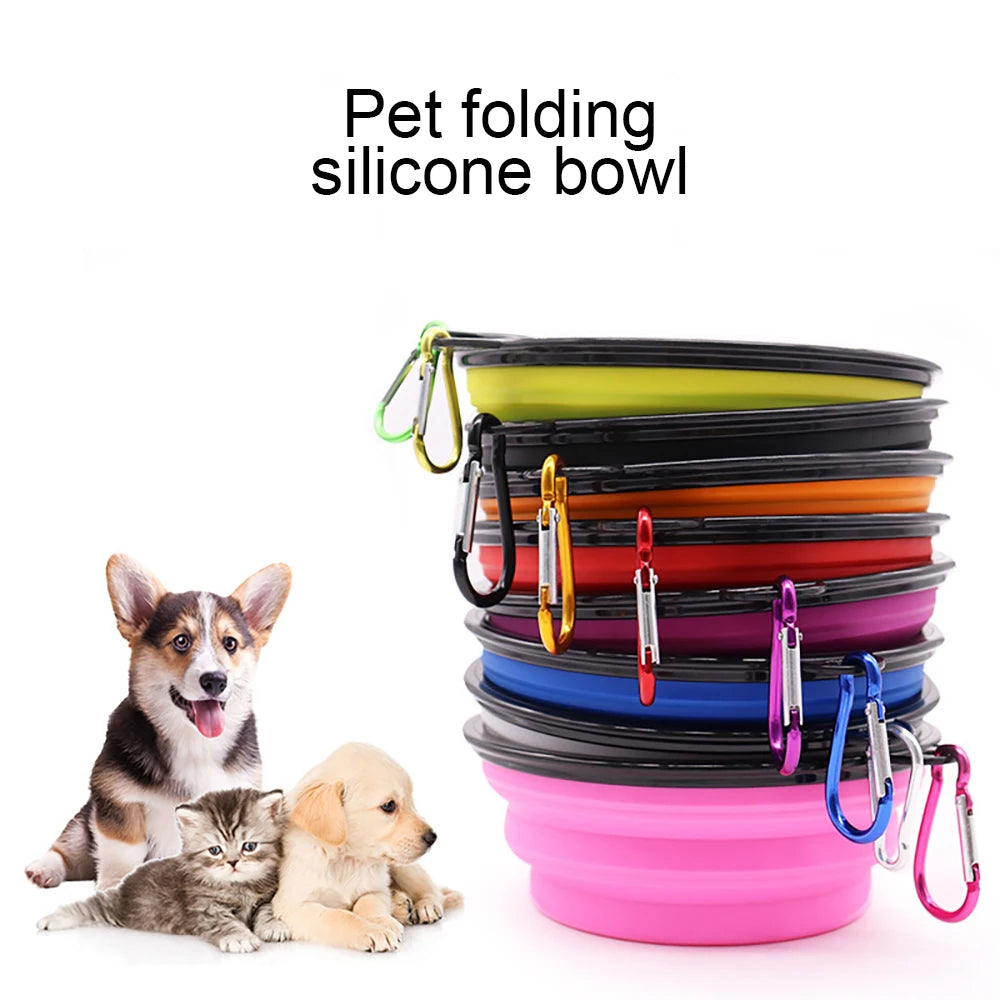 Comederos de silicona portatil para perros y gatos con gancho para colgar