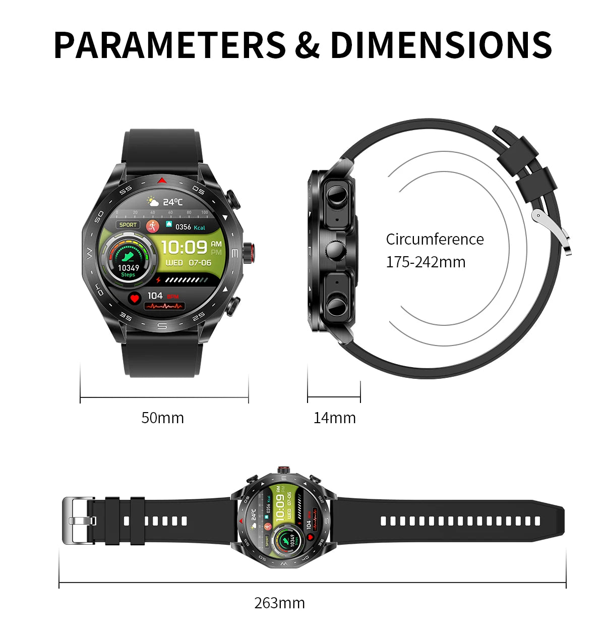 Reloj inteligente 2024 Bluetooth Llamada Monitor de datos de salud Reproducción de música Rastreador de actividad NFC Salud deportiva Reloj inteligente con auriculares