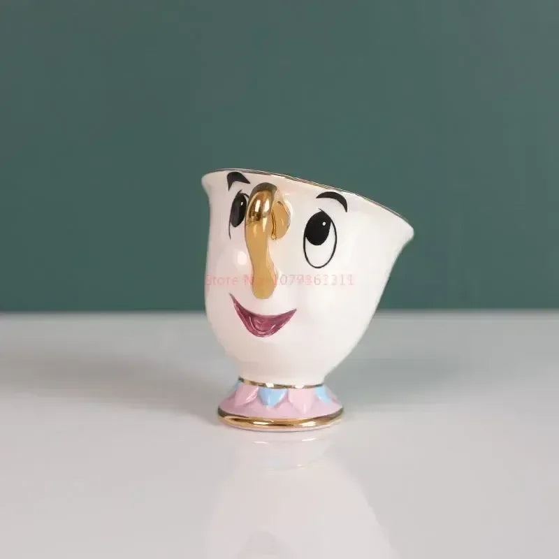 Tetera de Disney Linda caricatura de La Bella y la Bestia Cafeteras Taza Taza de la Sra. Potts Chip Taza de Té Teteras Un Juego de Té