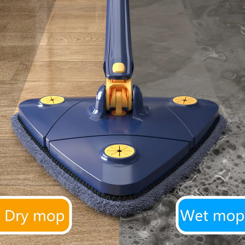 Triangle Mop 360 Telescoping Rotatable Adjustable Floor Mop Absorbent Wet And Dry For Tub Tile Floor Wall Cleaning