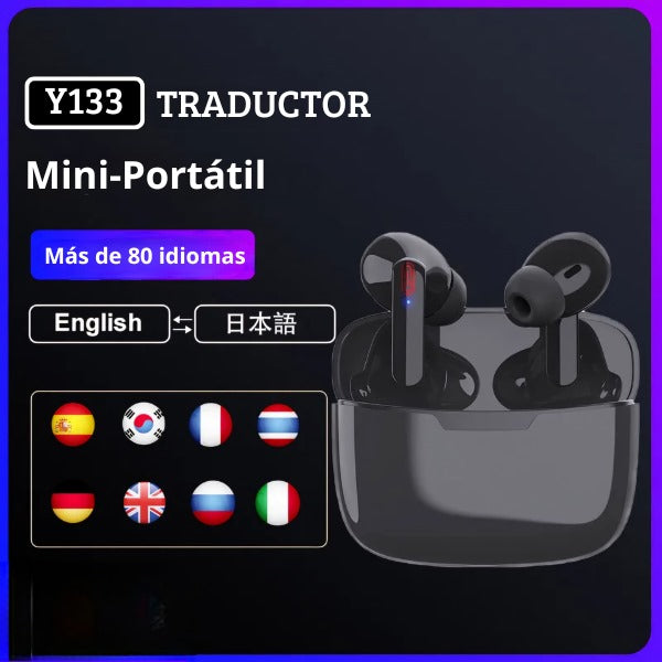 Auriculares con traducción de voz en tiempo real, auriculares inalámbricos Bluetooth 5.0 con estuche de carga, 80 idiomas