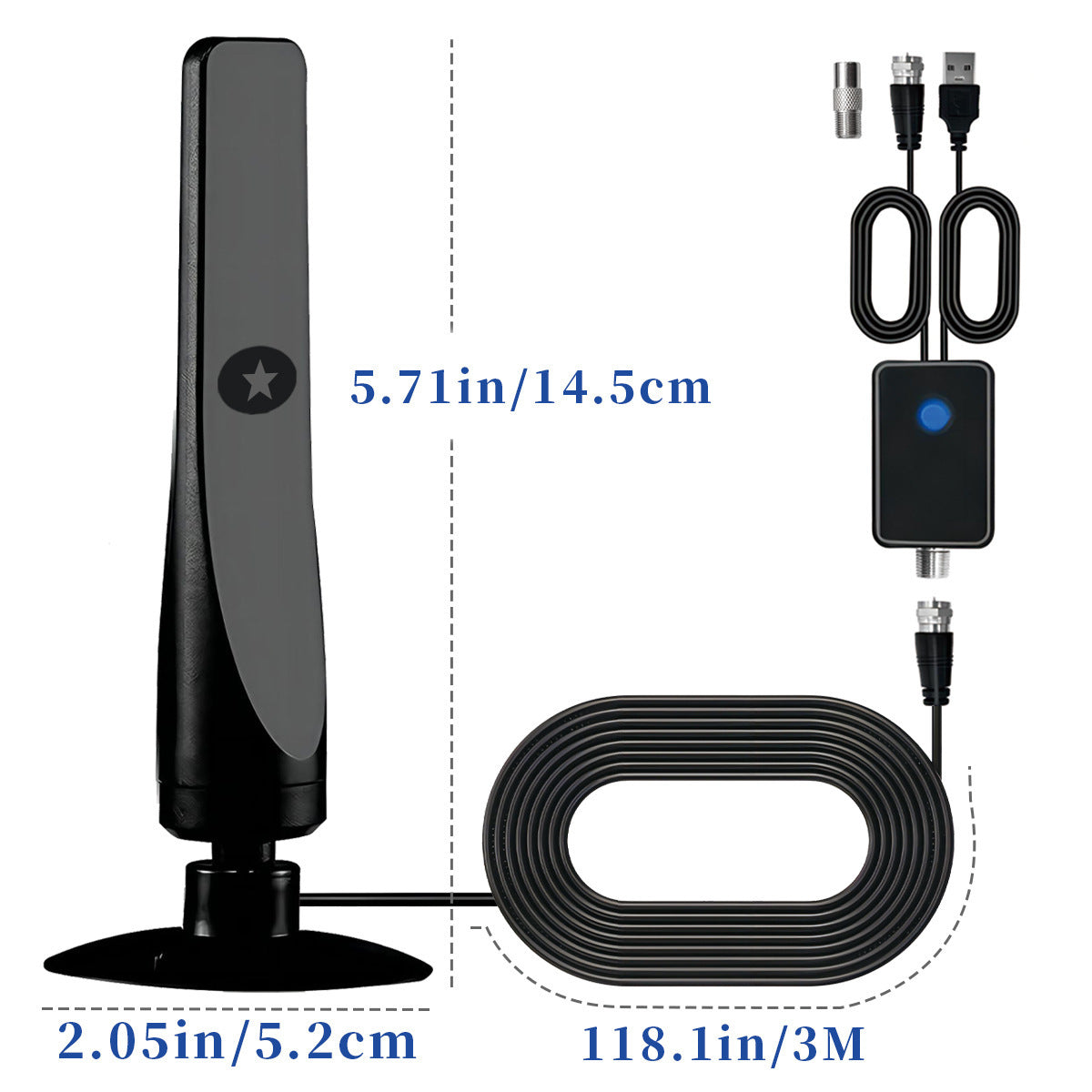 Antena de TV digital de onda terrestre con ventosa vertical HDTV de alta definición DVB-T2